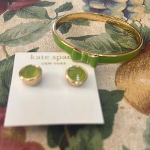 Kate Spade Green and Gold Bracelet and Earrings Set